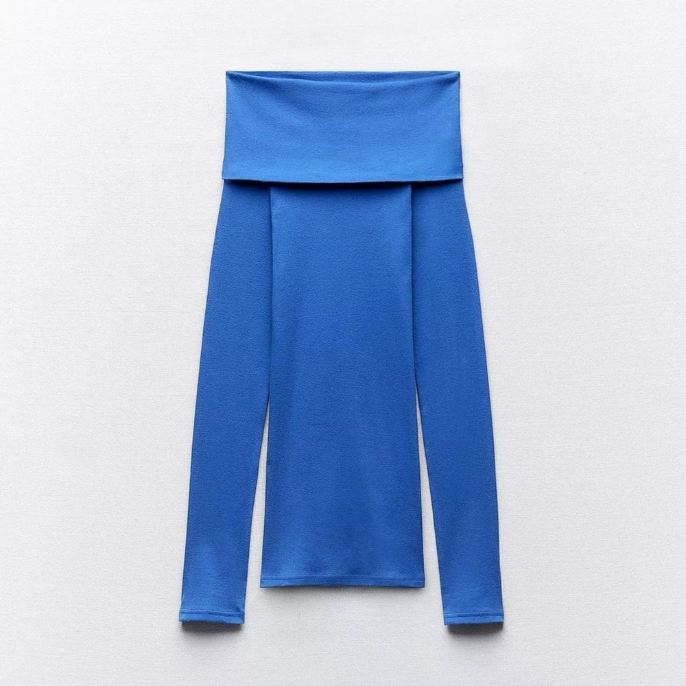 Zara Blue Off-Shoulder Top